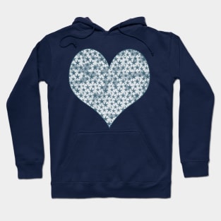 Grunge blue stars in heart Hoodie